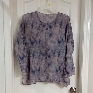 LOGO by Lori Goldstein Purple and Blue Tie-Dye Blouse